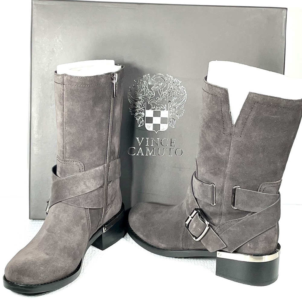 Vince Camuto Womens Motorcycle Ankle High Boots Suede Leather Wethima 6.5M NIB